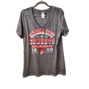 OSU Cowboys Established 1890 V Neck T Shirt Womens XL‎ Grey Graphic Tee